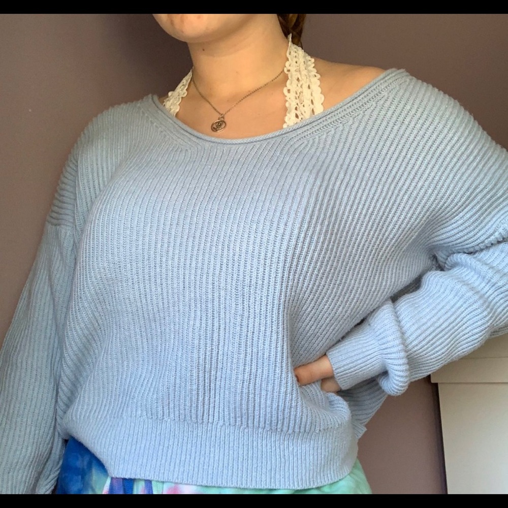 Blue knit A&F sweater